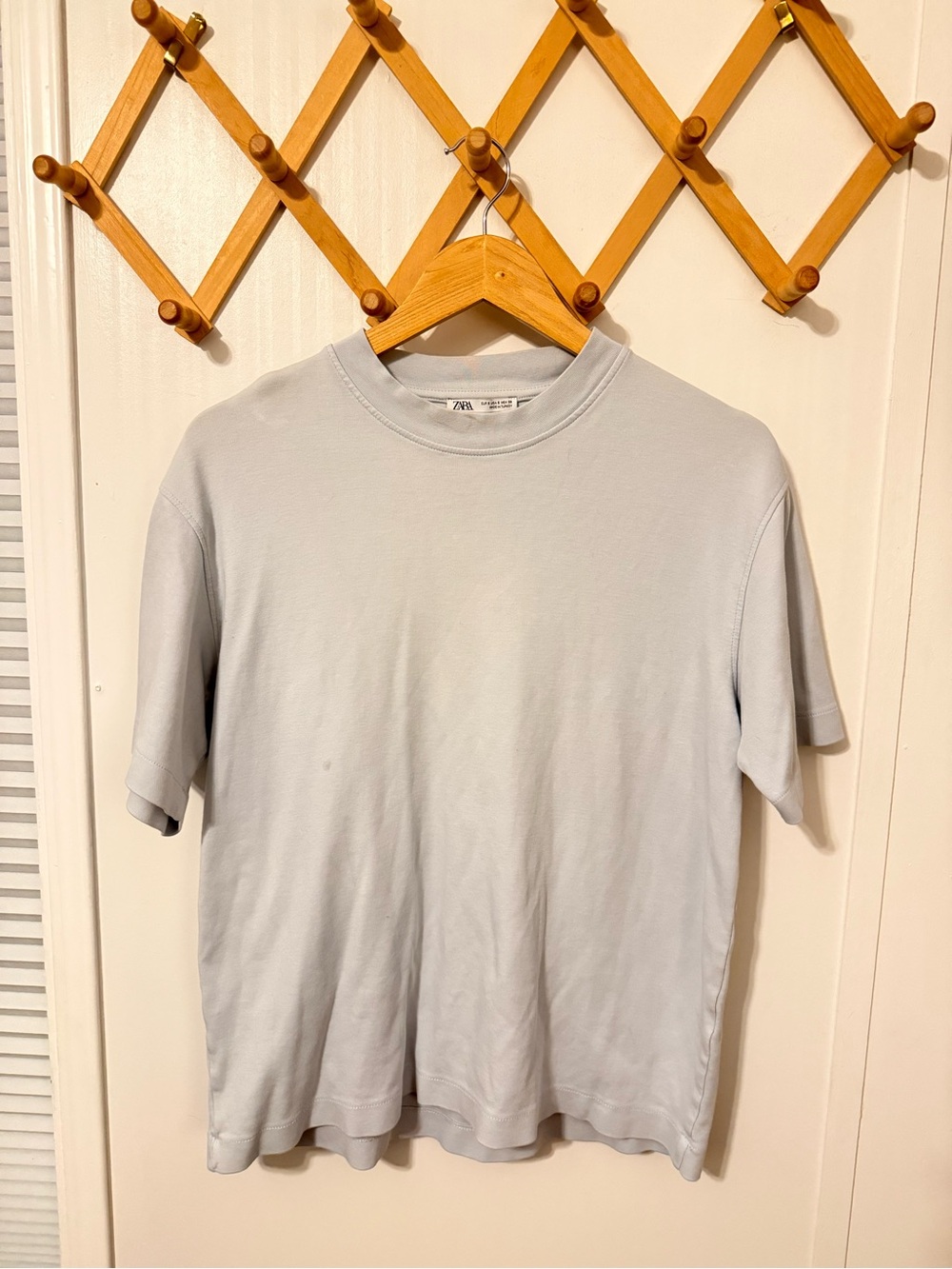 Zara Men Pale Blue Crew Neck Short Sleeve T-Shirt